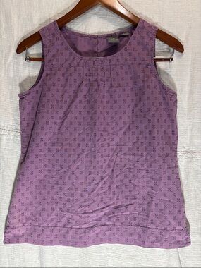 White Sierra Purple Eyelet Sleeveless Tank Top Cotton blend